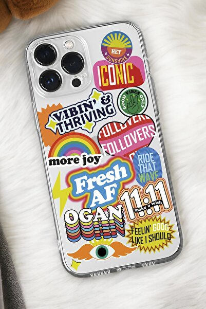 mooodcase iPhone 15 Pro Max Uyumlu Fresh Desenli Premium Silikonlu Şeffaf Telefon Kılıfı