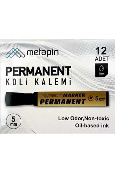 TARDU İTHALAT Metapin 5 mm Permanent Parcel Pen Black 12 Liters