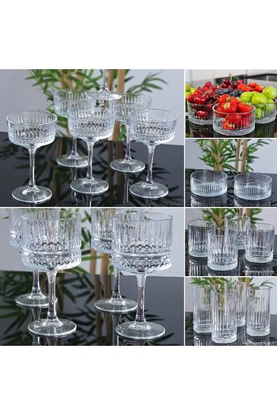 Paşabahçe 24 piece Elysia Series Glass Soft Drink Presentation Full Set Dowry Set