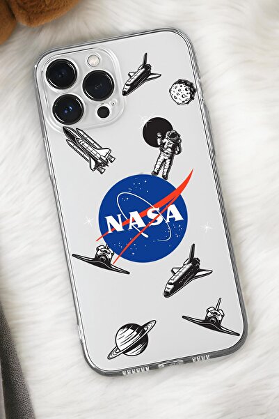 mooodcase iPhone 15 Pro Max Uyumlu Nasa Desenli Premium Silikonlu Şeffaf Tele...