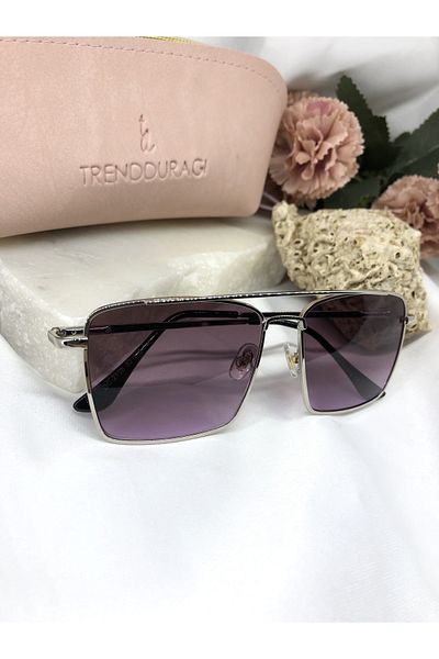 Di Caprio Miel Silver Detailed Purple Women's Sunglasses