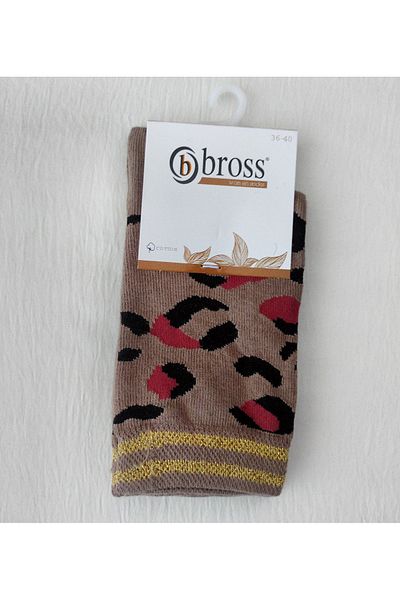 Bross WOMEN'S COTTON SOCKS - KNEE BOTTOM PATTERNED SOCKS 2-PACK
