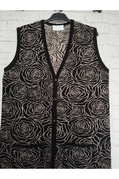 anne moda ankara winter, 1st quality steel, acrylic knitted, 2 pockets, 3 buttons, V-neck extra long knitwear vest