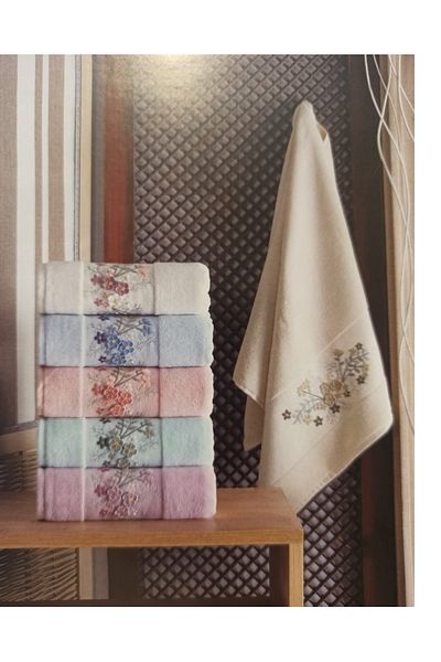 ŞENER HOME 6 Pack Hobby 3D Embroidered Velvet Hand Towels 50X90Cm