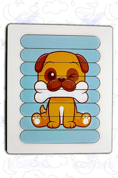 kalides Montessori Educational Wooden Puzzle - Strip Puzzle - Cute Dog