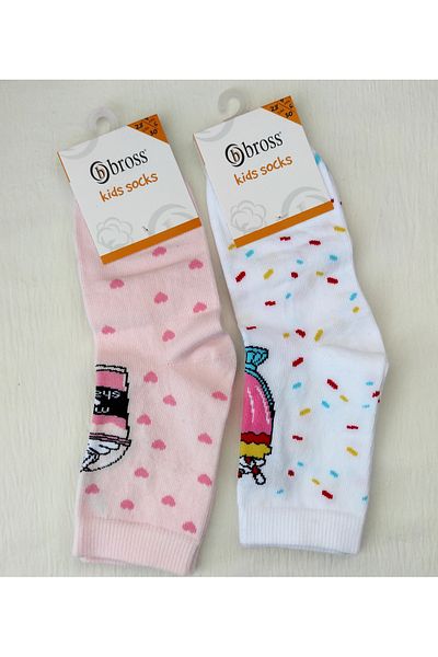 Bross GIRL'S CUTE SOCKET SOCKS 2-PACK