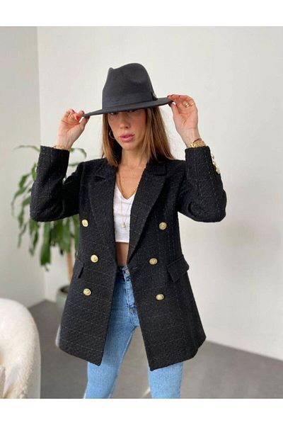 DBK BOUTIQUE Дамско черно сако от туид