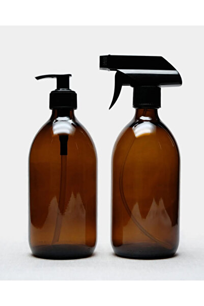 Sampex 500ml Amber Cam Sıvı Sabunluk Ve Sprey Şişe ( 2 Adet )