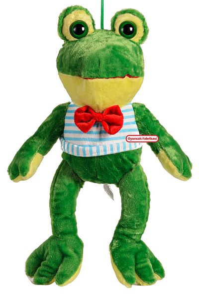 Oyuncakfabrikasi Cute Toy Plush Frog in Dress with Bow Tie 50 Cm