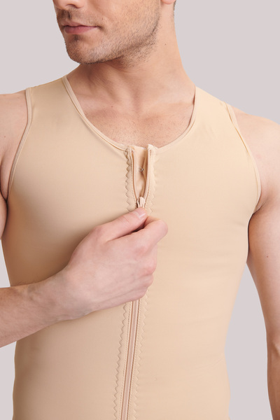 ERFECEN Black Men's Zippered Gynecomastia Corset, Comfortable and Fashionable Design