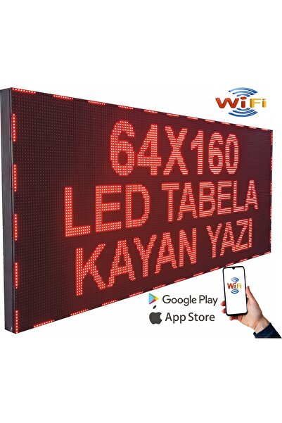 Genel Markalar Led Tabela 64x160Cm Tek Taraflı Kırmızı Kayan Yazı Wifi (Telef...