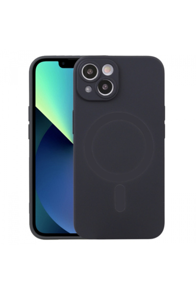 Ally Iphone 14 Plus 6.7inç Liquid Silica Magsafe Uyumlu Silikon Kılıf Siyah