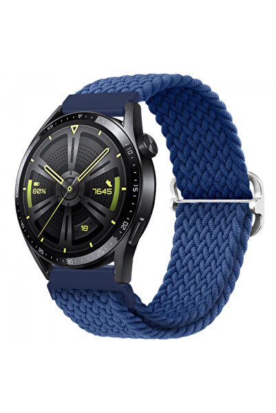 Ally 22MM Gear S3 Watch 4 -Gt2 GT2E 46MM Japon Tokalı Elastik Kayış Kordon MAVİ