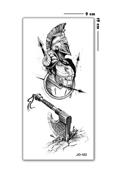 Jet Online Gladyatör Savaşçı ve Balta Geçici Dövme Gladiator Tattoo