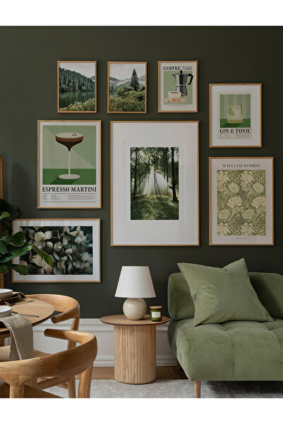 Artavessa 8 Parça Ahşap Çerçeve Görünümlü Mdf Tablo Seti