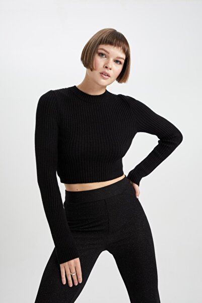 DeFacto Vypasovaný svetr s výstřihem a výstřihem B7787ax23au