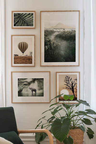 Artavessa 5 Parça Ahşap Çerçeve Görünümlü Mdf Tablo Seti