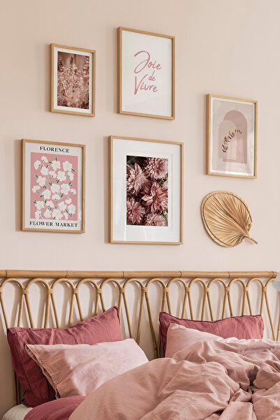 Artavessa 5 Parça Ahşap Çerçeve Görünümlü Mdf Tablo Seti