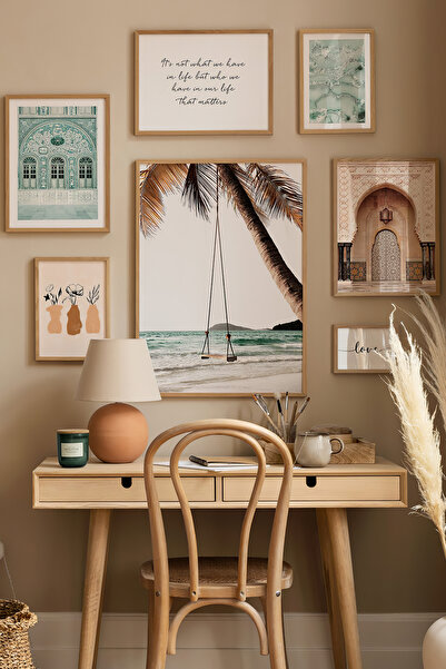 Artavessa 7 Parça Ahşap Çerçeve Görünümlü Mdf Tablo Seti