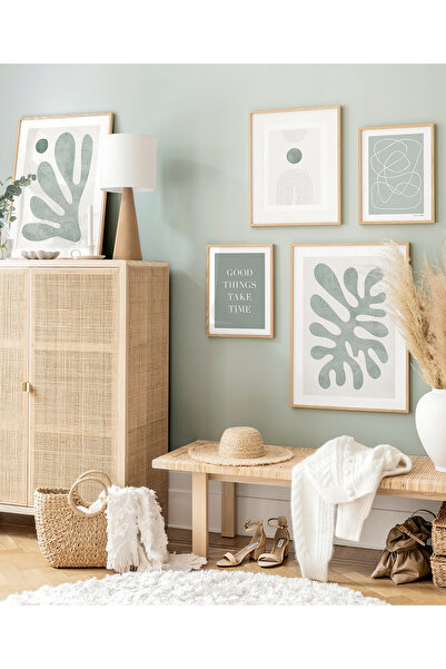 Artavessa 5 Parça Ahşap Çerçeve Görünümlü Mdf Tablo Seti