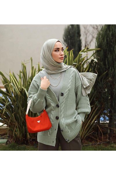 Organic Κοραλί Πράσινο Hijab Χτενισμένο Βαμβακερό Σάλι Hijabs
