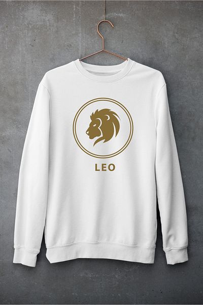 Raf Coll Unisex Oversize Crew Neck Arslan Burç Ψηφιακή στάμπα φούτερ με δύο νήματα εσωτερικά ανυψωμένα