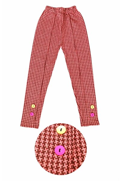 Elvinsa Розови зимни чорапогащи с полка точки и копчета за момичета