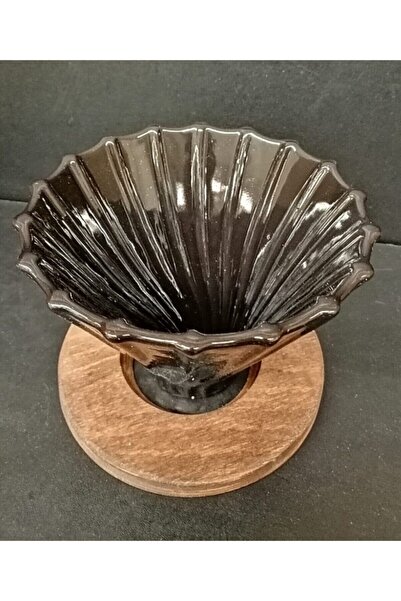 Grossberg Coffee Ahşap Stantlı V60 Dripper Siyah