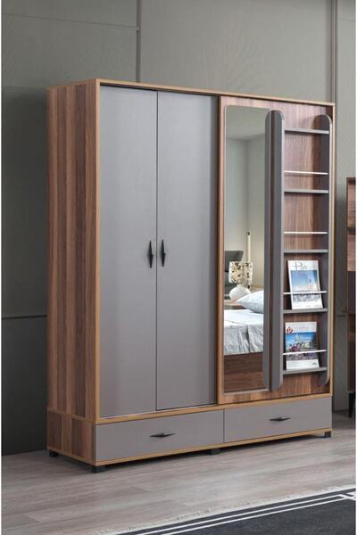 Erezogulları Mobilya Defne Sürgülü Gardırop Aynalı Çekmeceli 150x60x200