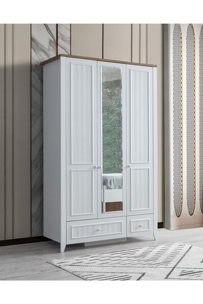Erezogulları Mobilya Yalı Modern 3 Kapaklı Aynalı Elbise Dolabı 125*60*211