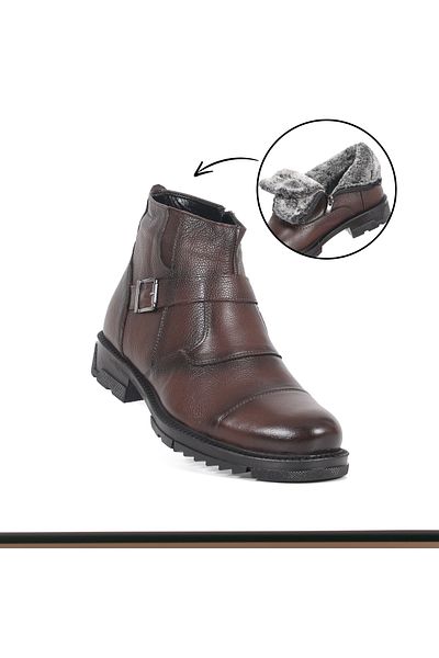 Geppetto Genuine Leather Fur Inner Lining Thermo Sole Brown