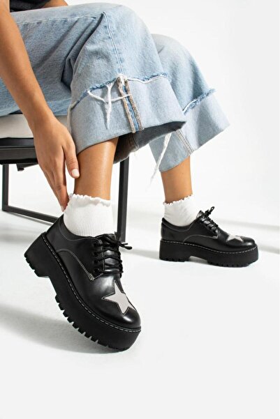 POALMODA Μαύρα λουστρίνια παπούτσια Lolita σε στυλ Harajuku