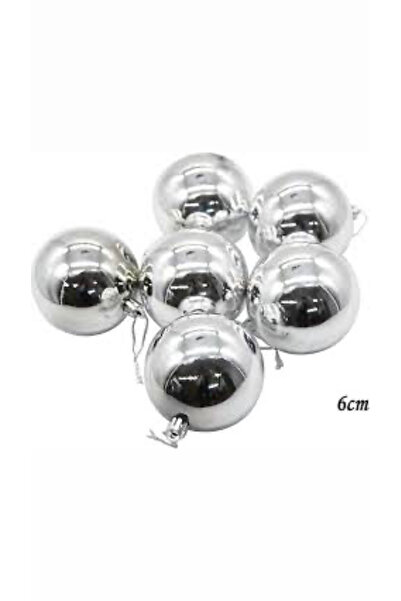 MEKA HOME 6lı Cici Top Yılbaşı Ağacı Süsü GÜMÜŞ 6 cm