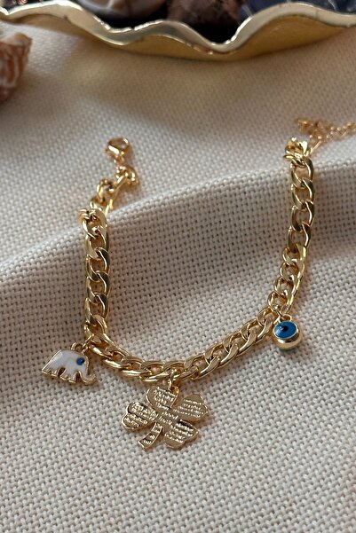 Trendy Butik Nazar, Yonca ve Fil Figürlü Bileklik