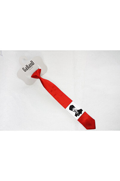 GallanD Tie with Atatürk Pattern, Age 9-10, Satin Tied, Unisex, Special Occasion, Satin Children's Tie