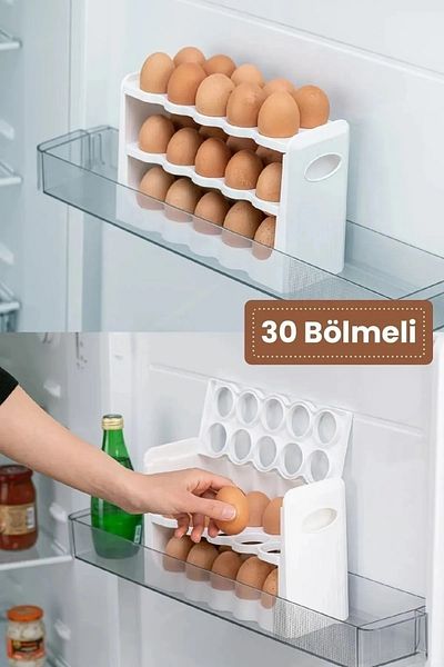 Pazarika 30 Compartment Egg Box 3 Layer Egg Holder Refrigerator Organizer Storage Container