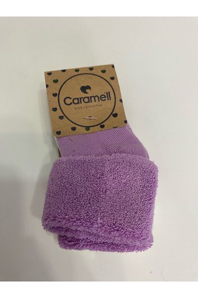 Caramell Girl's 2-Piece Towel Socks (Plain) (0-6 MONTHS)