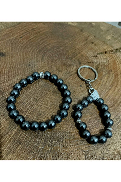 YILDIZIMDOGALTAS HEMATHITE STONE NATURAL STONE BRACELET AND KEYCHAIN