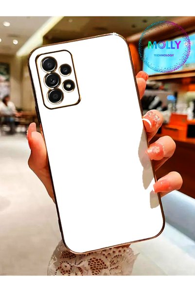 Molly Technology Pearl White Luxury Silicone Case with Gold Detail on the Edg...