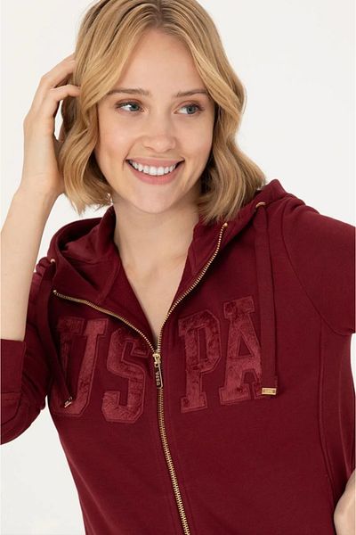 U.S. Polo Assn. Γυναικείο φούτερ με κουκούλα μπορντό Basic G082SZ082.000. 1677766 .VR014