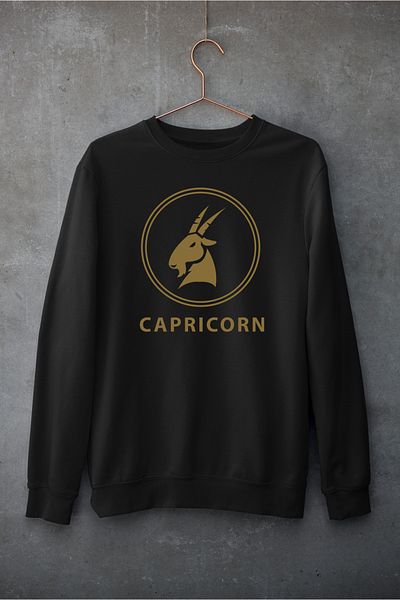 Raf Coll Unisex Oversize Crew Neck Capricorn Zodiac Digital printed φούτερ με δύο νήματα εσωτερικά ράστερ