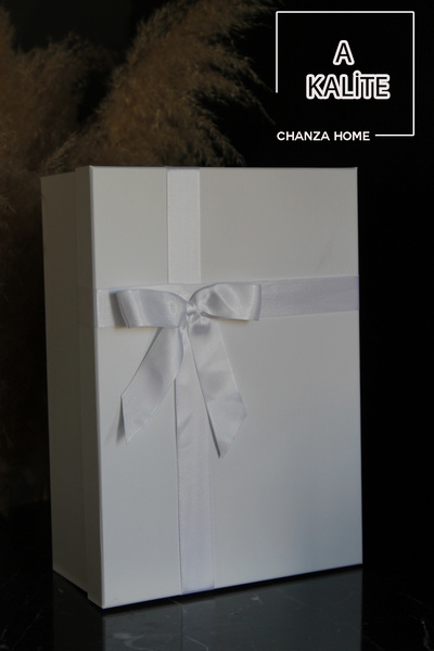 CHANZA HOME Beyaz Tekli Kutu Kurdeleli Beyaz Sert Hediye Kutusu Damat Gelin Ç...