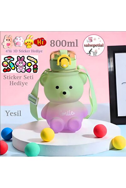 Salsepetial Ayıcık Su Matarası Ayıcıklı Suluk Figürlü Su Şişesi Ayıcık Matara...