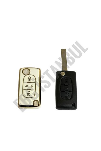 EBG İSTANBUL Peugeot 307 Citroen C8 3 Button Switchblade White Car Key Remote Case