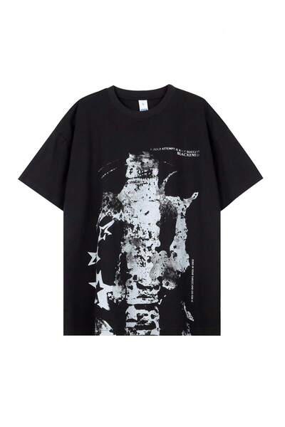 Adrift Unisex Oversize Στυλ Harajuku με γραφικά με αστέρια και σλόγκαν