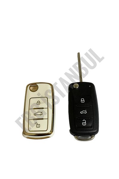 EBG İSTANBUL Volkswagen Uds Golf Transporter Caddy Jetta White Car Key Remote Case