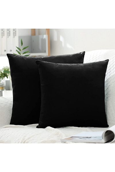 İz Concept Iz Original Σετ 2 Μαύρο Μαξιλάρι Ριχτάρι Εσωτερικό Μαξιλάρι Διακοσμητικό Βαμβακερό Ύφασμα 43x43 Καθαρή Σιλικόνη Γεμισμένο