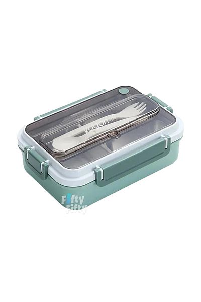 Vagonlife Bento Lunch Box New Generation Lunch Box for Office-School Single Layer 3 Compartments with Fork and Spoon - Rust
