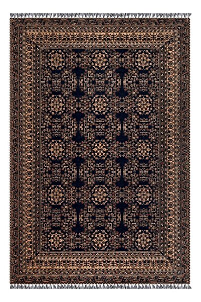 Just Arte Afgan Lacivert Salon Halısı Etnik Şönil Kilim Yıkanabilir Mutfak Ha...