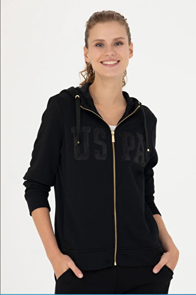 U.S. Polo Assn. Γυναικείο μαύρο φούτερ με κουκούλα Basic G082SZ082.000.1677766.VR046